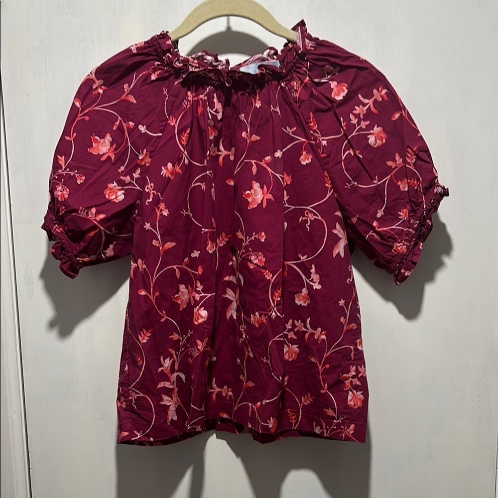 HILL HOUSE floral puff sleeve blouse